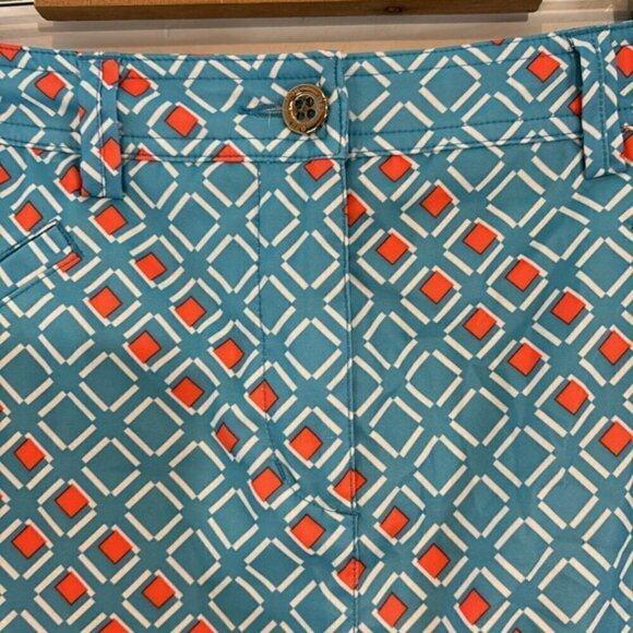Womens NVO by Lanctot Golf Skort Geometric blue/orange Pockets Stretch size 8 - Picture 4 of 7